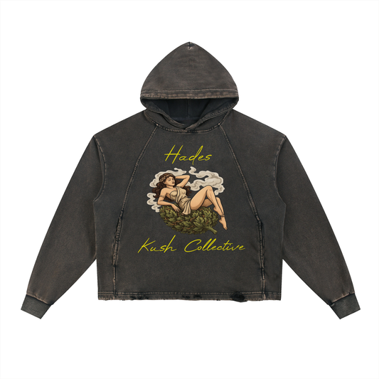 Vintage Washed Frayed-Hem Hoodie