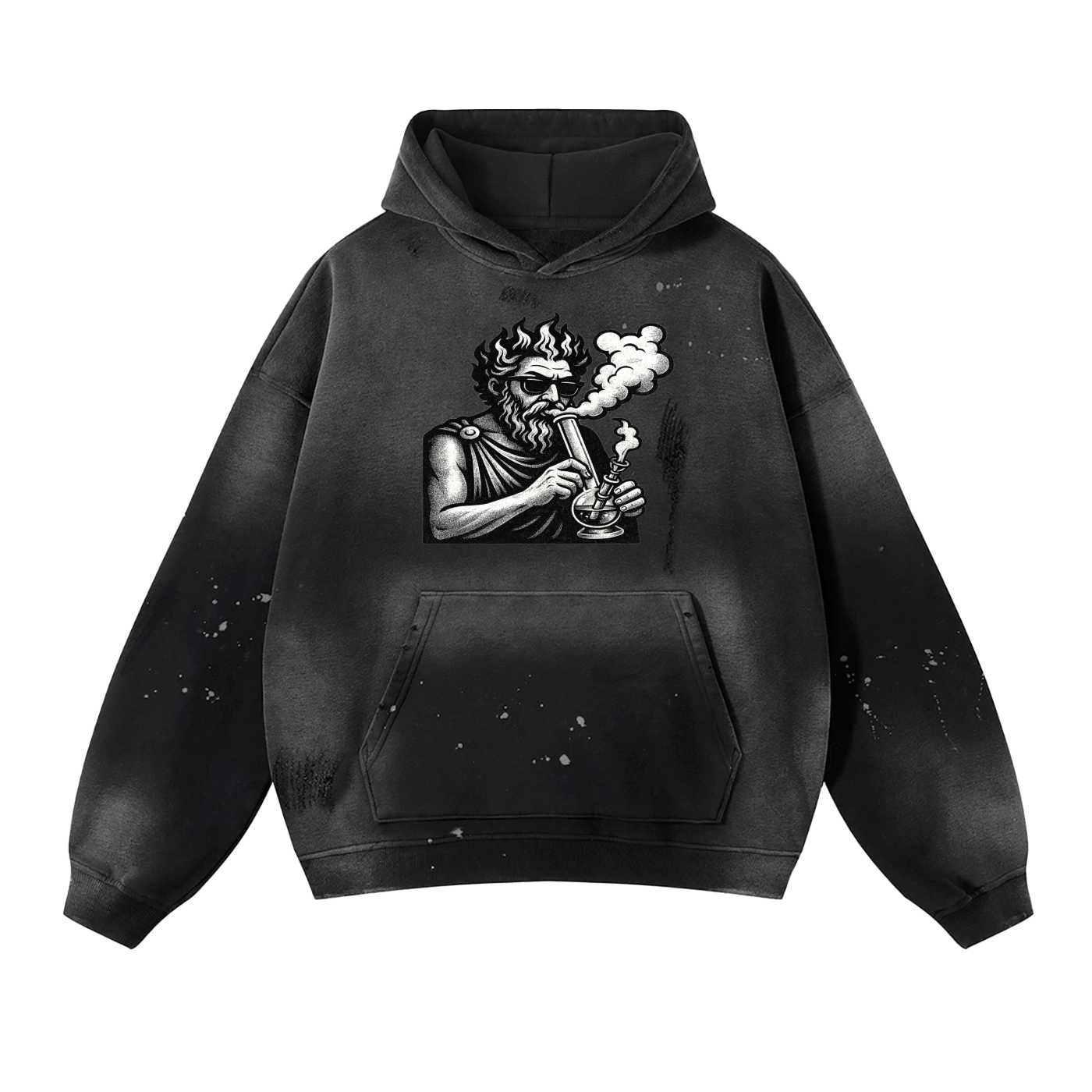 Vintage Washed HadesKushCollective Frayed Fleece Hoodie