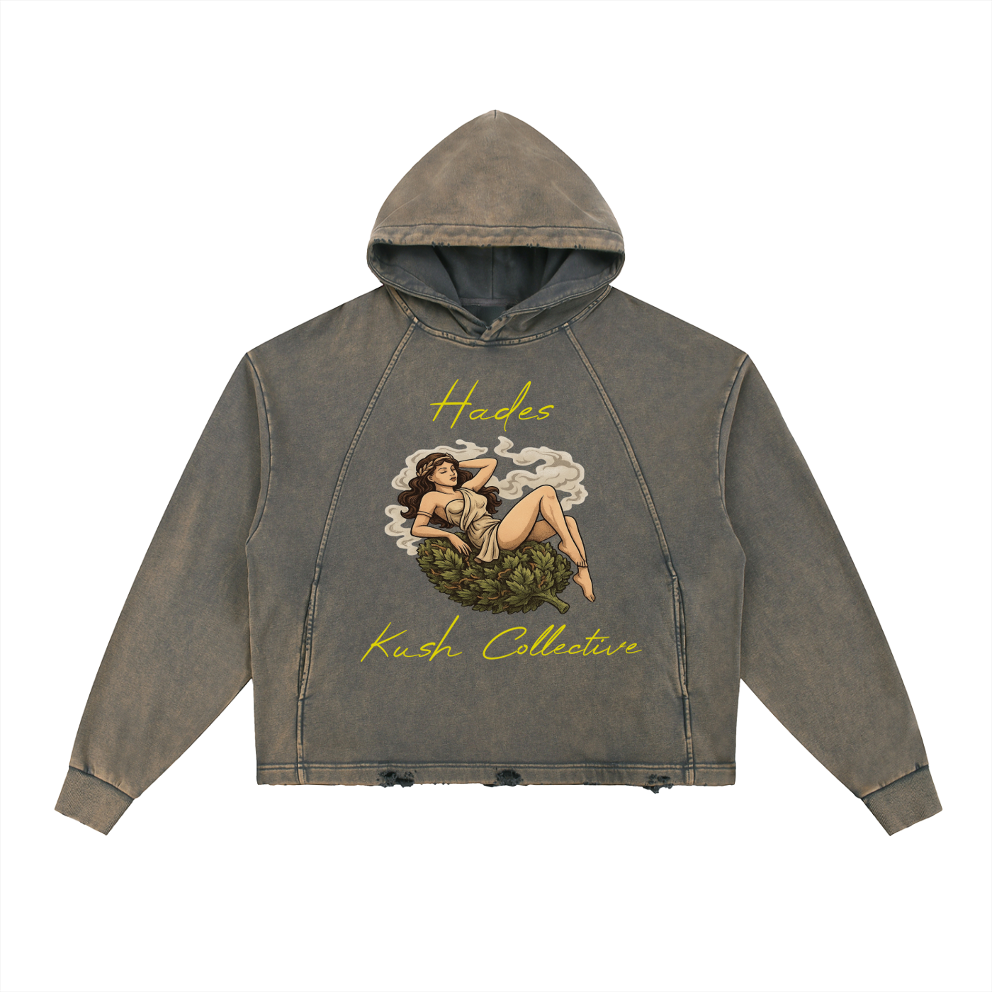 Vintage Washed Frayed-Hem Hoodie